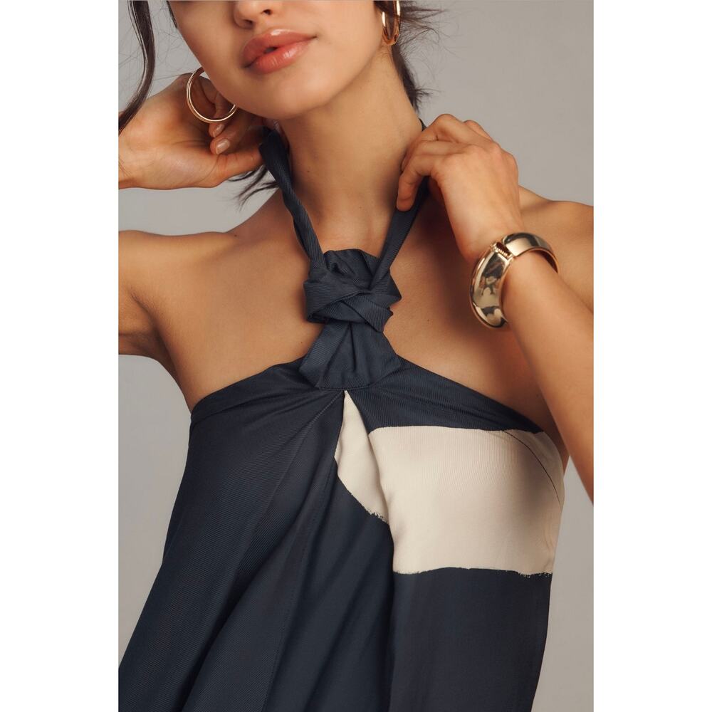 NWT Anthropologie Waistless Tie-Neck Jumpsuit. Size XL. - Picture 3 of 11